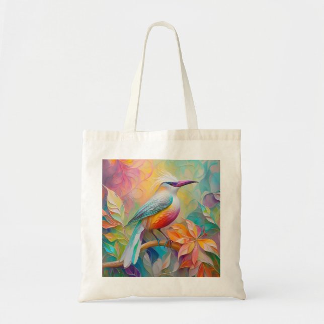 Pink Billed Red Breasted Fantasy Bird Tote Bag (Front)