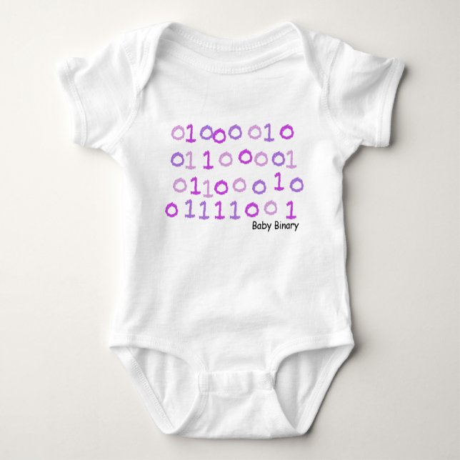 Pink binary baby sleepsuit baby bodysuit (Front)