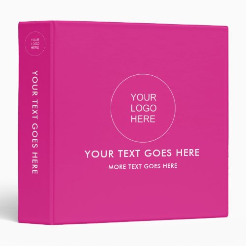 Pink Binder Upload Your Logo Add Text Template