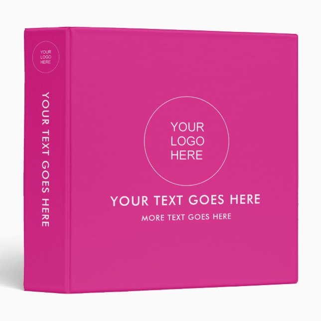 Pink Binder Upload Your Logo Add Text Template (Front/Spine)