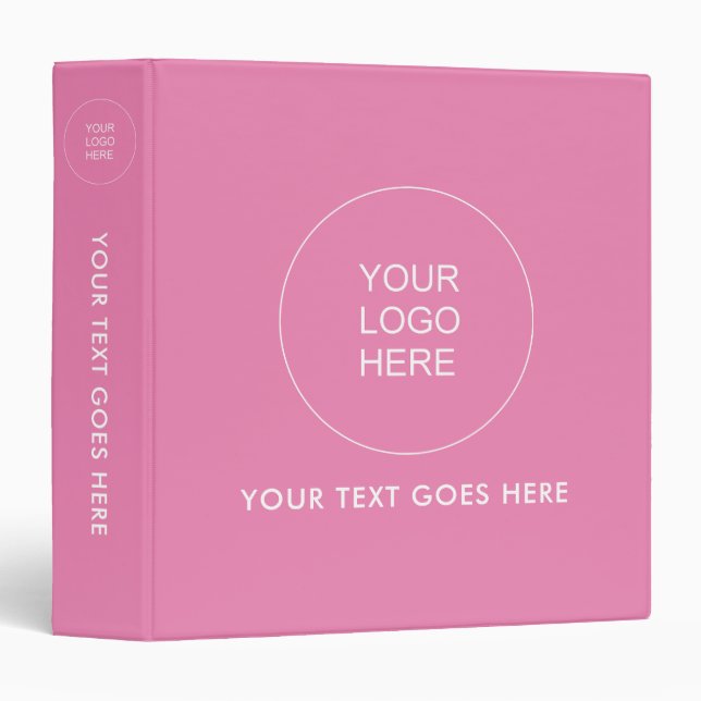 Pink Binder Upload Your Logo Add Text Template (Front/Spine)