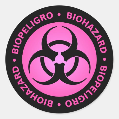 Pink Biohazard Classic Round Sticker