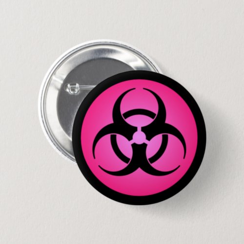 Pink Biohazard Symbol Button Pin