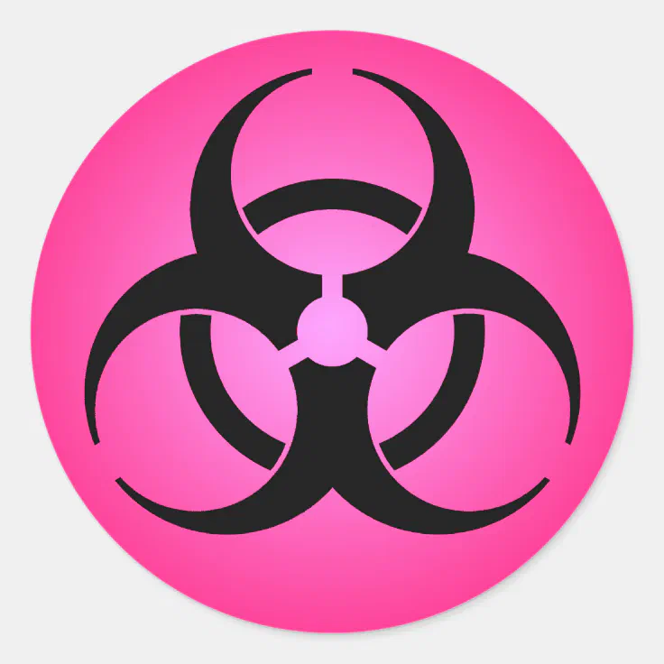 Pink Biohazard Symbol Classic Round Sticker | Zazzle