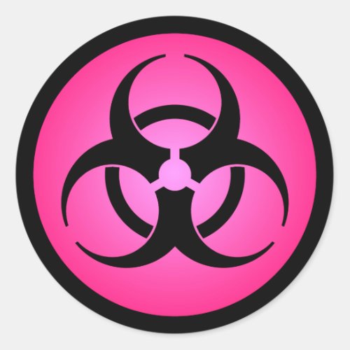 Pink Biohazard Symbol Classic Round Sticker