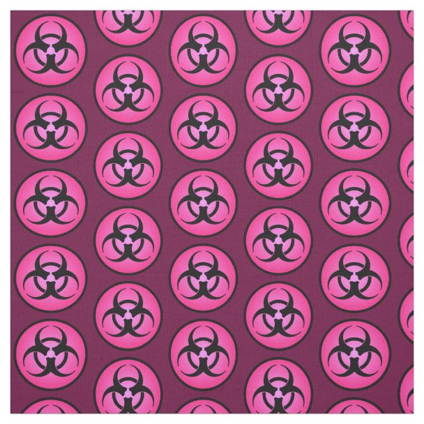 Pink Biohazard Symbol Pattern Fabric | Zazzle.com