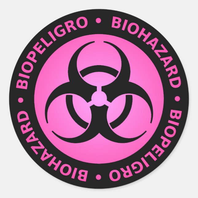 Pink Biohazard Warning Sticker (Front)