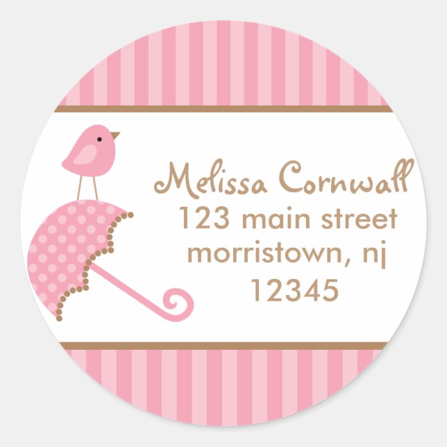 Pink Bird Address Labels (Front)
