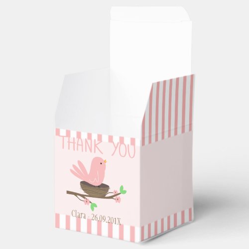 Pink Bird And Nest Baby Shower Favor Box