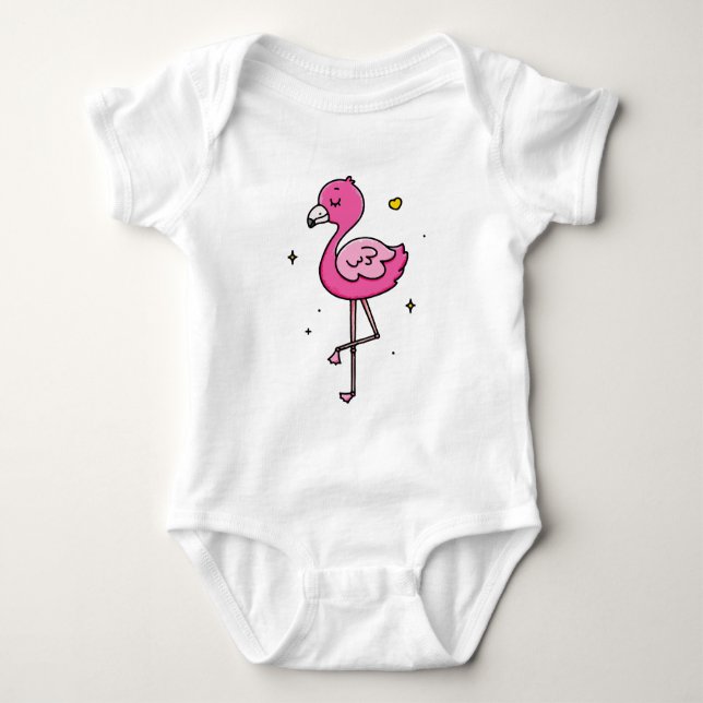 Pink bird baby bodysuit (Front)
