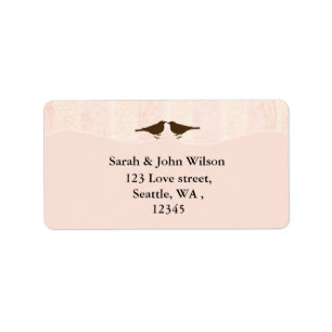pink bird cage, love birds return address labels