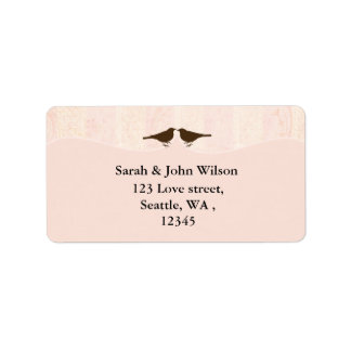 pink bird cage, love birds return address labels