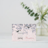 pink bird cage, love birds wedding reception cards (Standing Front)