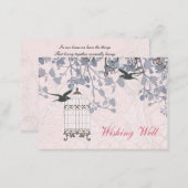 Pink bird cage, love birds wishing well cards (Front/Back)