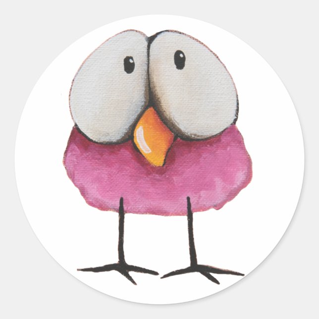 Pink Bird Classic Round Sticker (Front)