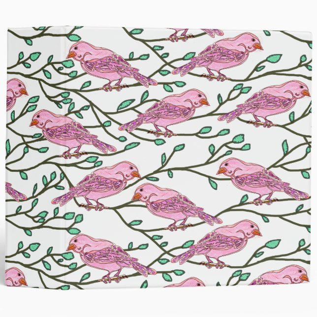Pink Bird Conference 3 Ring Binder (Front/Spine)