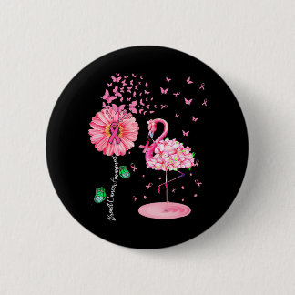 Pink Bird Flamingo Breast Cancer Awareness Button