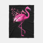 Pink Bird Flamingo Breast Cancer Awareness  Fleece Blanket