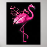 Pink Bird Flamingo Breast Cancer Awareness  Poster