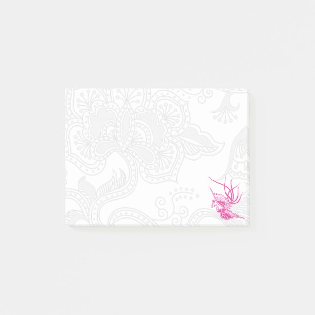 Pink Bird & Floral Post-It Notes (Front)