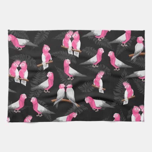 Pink bird galah cockatoo pattern kitchen towel