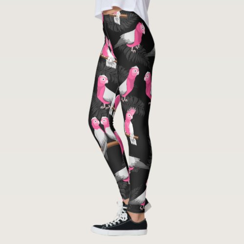 Pink bird galah cockatoo pattern leggings