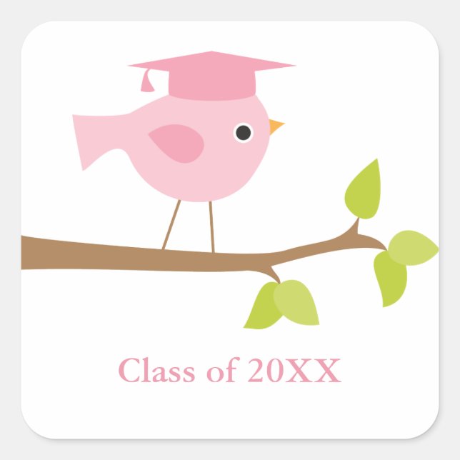 Pink Bird Graduation Envelope Seals (Front)