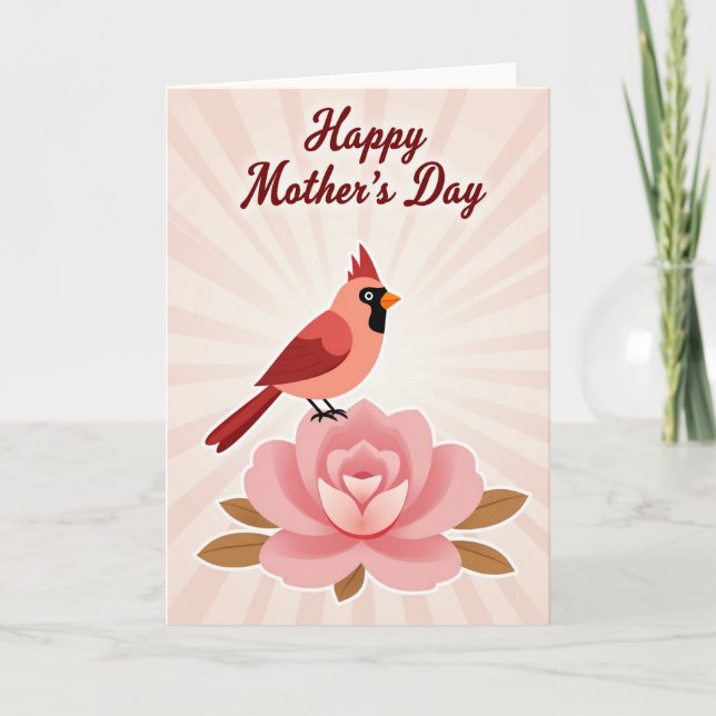 Pink Bird Mothers Day Art Card (Front)