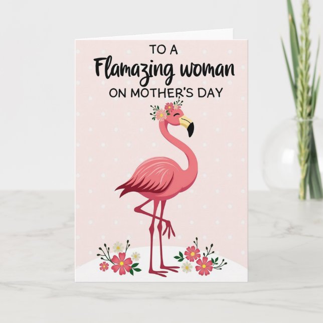 Pink Bird Mothers Day Illustration Card (Front)