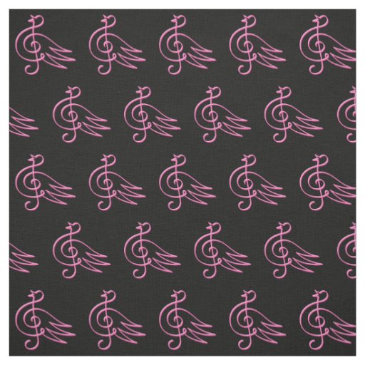 Pink Bird Music Pattern Fabric