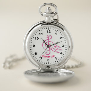 Pink Bird Music Pocket Watch