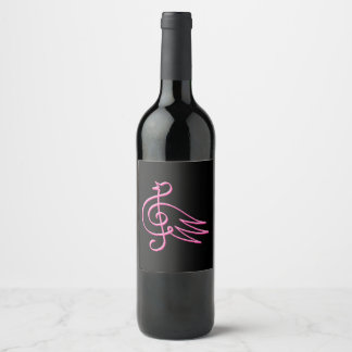 Pink bird music wine label