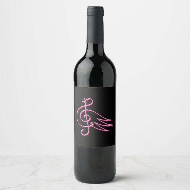 Pink bird music wine label (Front)