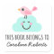 Pink bird on happy cloud cute bookplate