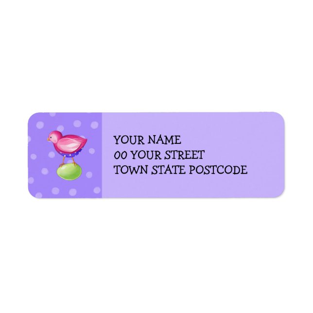 Pink Bird purple Return Address Label (Front)