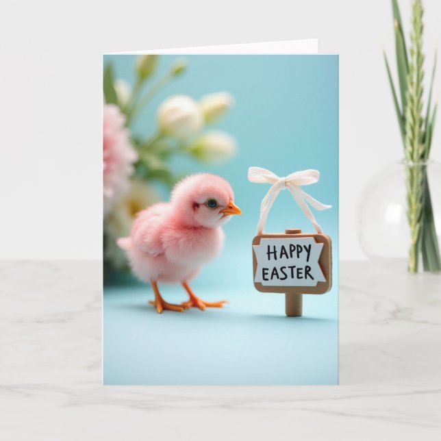 Pink Bird Spring Greeting Card (Front)