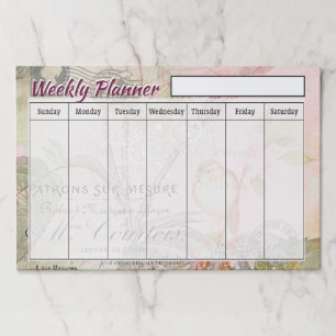 Pink bird weekly planner sheets paper pad