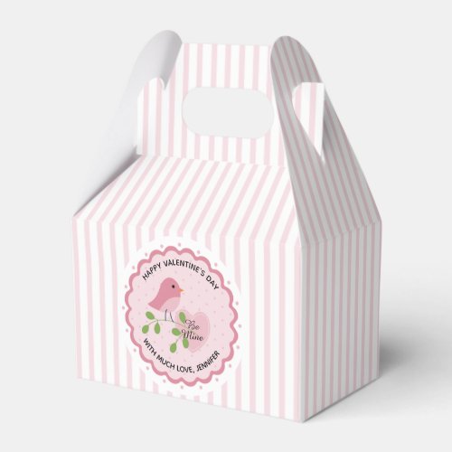 Pink Bird with Heart Stripes Valentine Favor Boxes