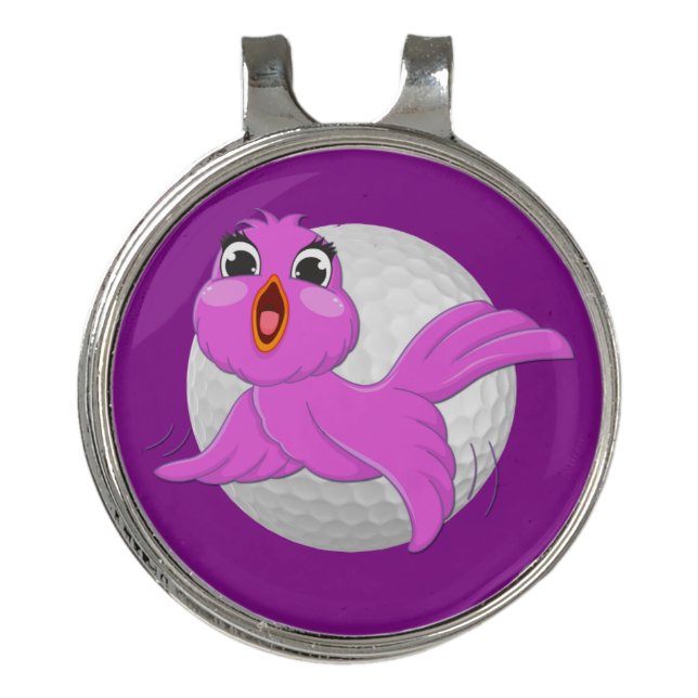 Pink Birdie Golf Hat Clip Ball Maker (Front)