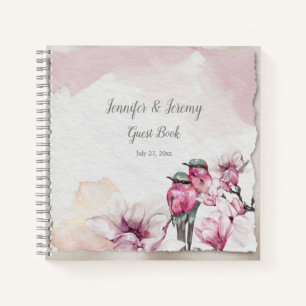 Pink Birds and Pink Flowers Guest Book