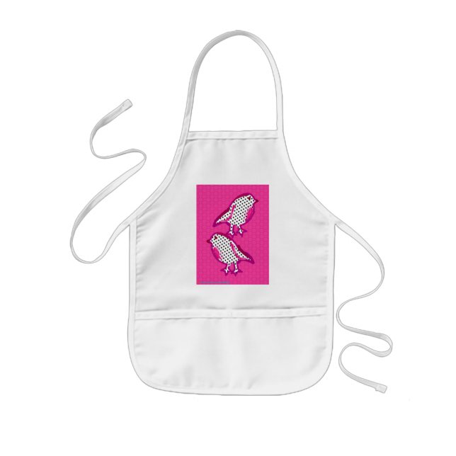 'pink birds' digital painting apron (Front)