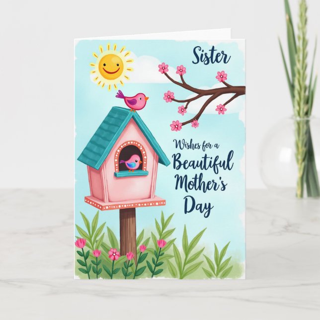 Pink Birds Mothers Day Art Card (Front)