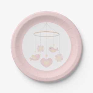 Pink Birds Nesting Party Paper Plates