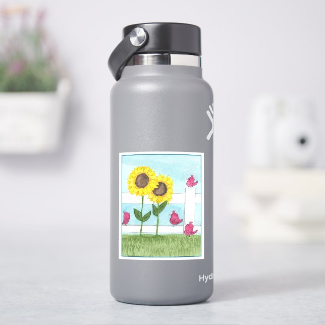 Pink Birds & Sunflowers Sticker (HydroFlask)