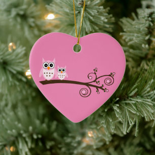 Pink Birds Theme Owl Christmas Ornament Decoration
