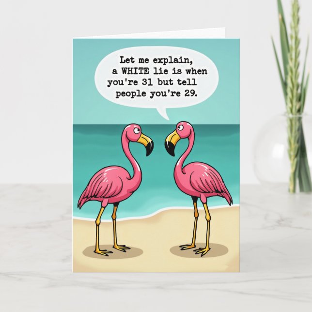 Pink Birds Whimsical Birthday Card (Front)
