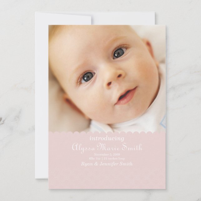 pink birth announcement (Front)