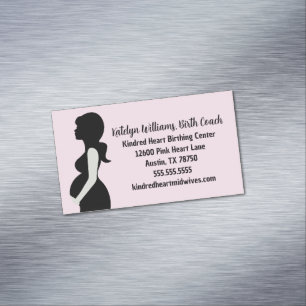 Pink Birth Coach Midwife Doula Pregnancy Maternity Business Card Magnet