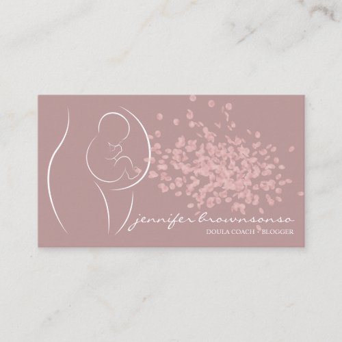 Pink Birth Coach Pregnant Simple Baby Doula Business Card