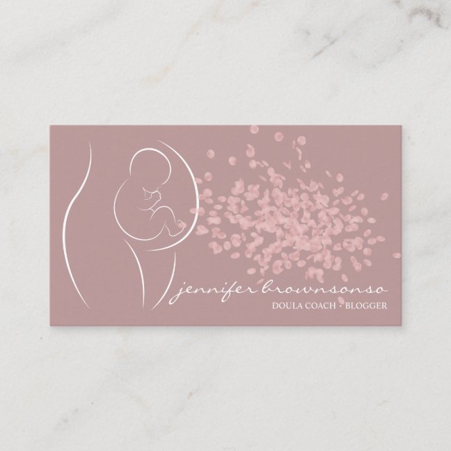 Pink Birth Coach Pregnant Simple Baby Doula Business Card